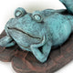 Alpine Frog Laying Down on a Leaf Statue, 8"Tall