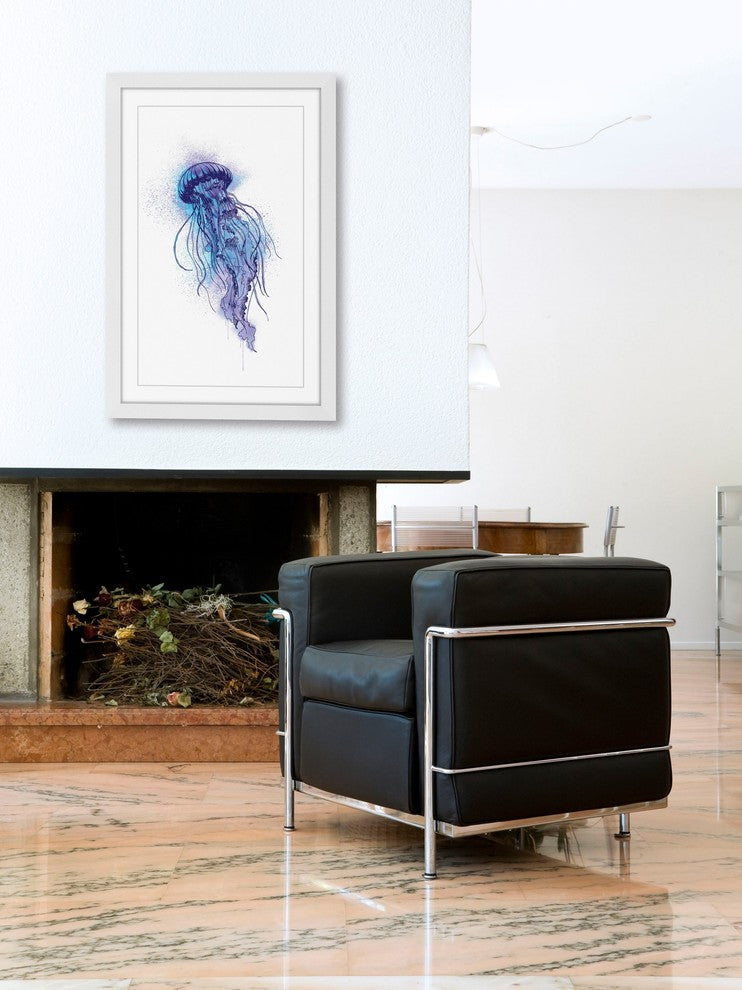 "Jellyfish Blue Purple" Framed Painting Print