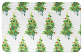 Watercolor Christmas Tree 34x21 Bath Mat