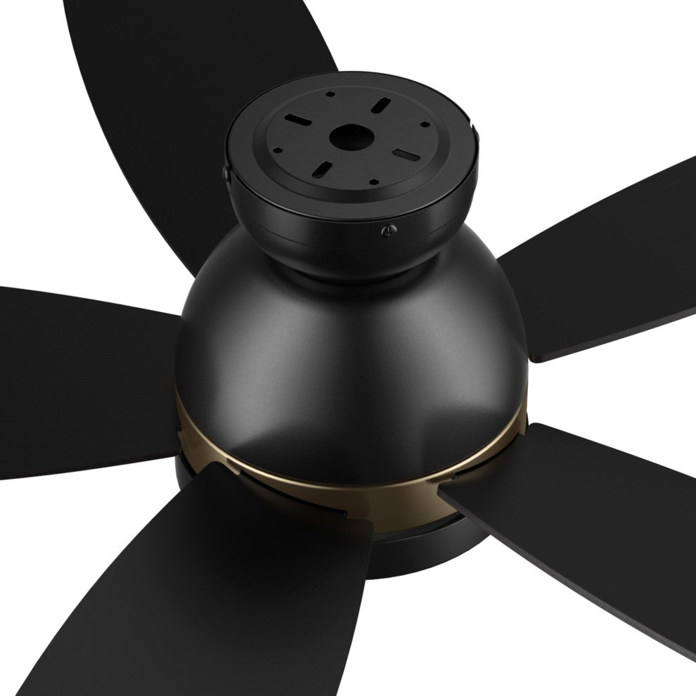 CARRO 48" Low Profile Ceiling Fan With Lights and Remote for Bedroom, Black/Gold