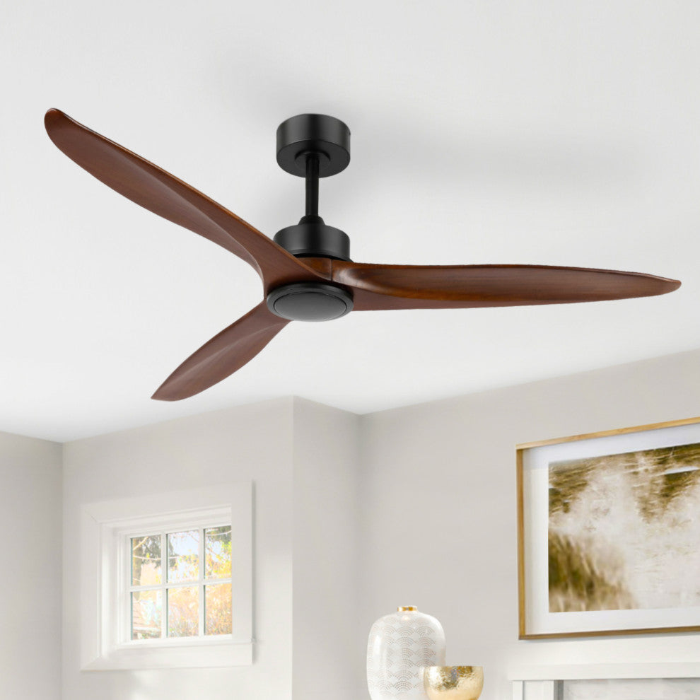 60" 3-Blade Reversible DC Motor Ceiling Fan With Remote, Black