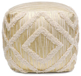 Pasargad Home Grandcanyon Cotton Pouf, Ivory