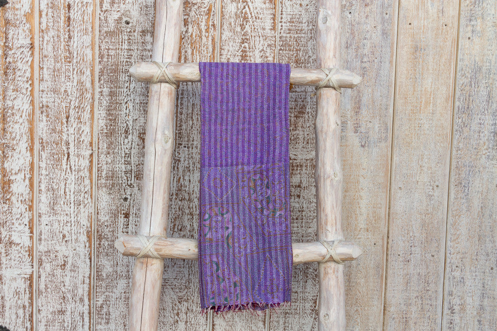 Purple Silk Kantha Throw
