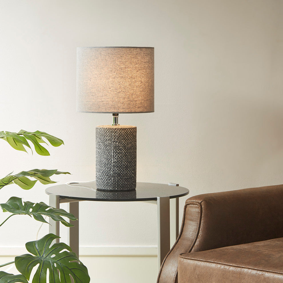 510 Design Bayard Textured Cylinder Table Lamp, Grey