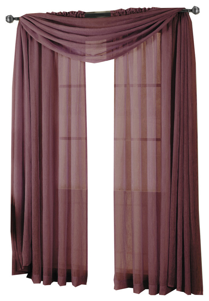 Abri Single Rod Pocket Sheer Curtain Panel, Eggplant, 50"x63"