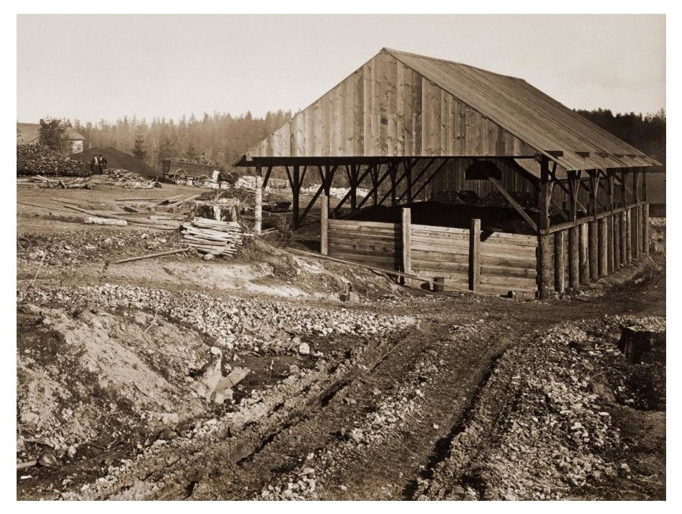 "Oswego Iron Works, Willamette River, Oregon, 1867" Paper Art, 18"x14"
