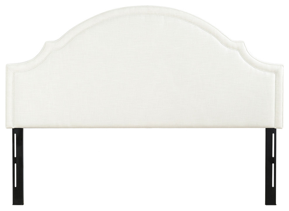 Catherine Arched Upholstered Camelback Headboard, Antique White Polyester, King