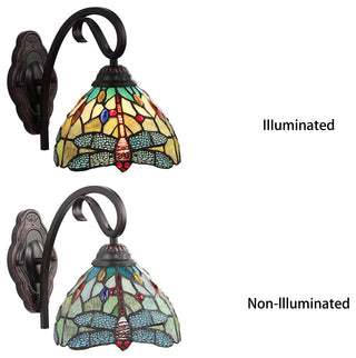 Empress Dragonfly Tiffany-Style 1 Light Wall Sconce 8" Wide