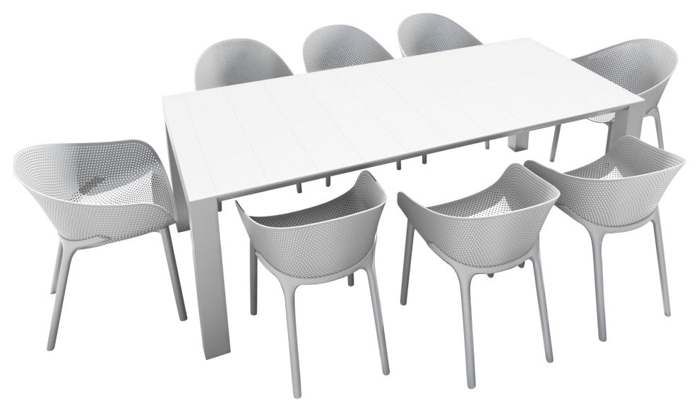 Compamia Sky Extendable 9-Piece Dining Set, White