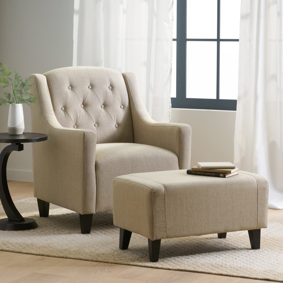 GDF Studio Empierre Tufted Fabric Chair And Ottoman