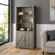 kathy ireland Home Cottage Grove Tall Bookcase With Doors, Restored Gray