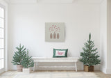 Joyeux Noel Ticking Accent Pillow, Forest Green, 14"x20"