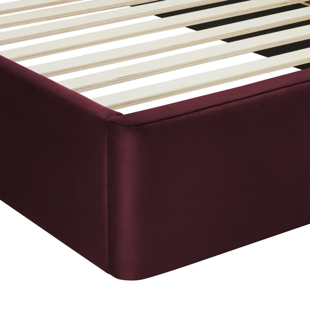 Solana Arched Performance Velvet Twin Platform Bed, Mulberry