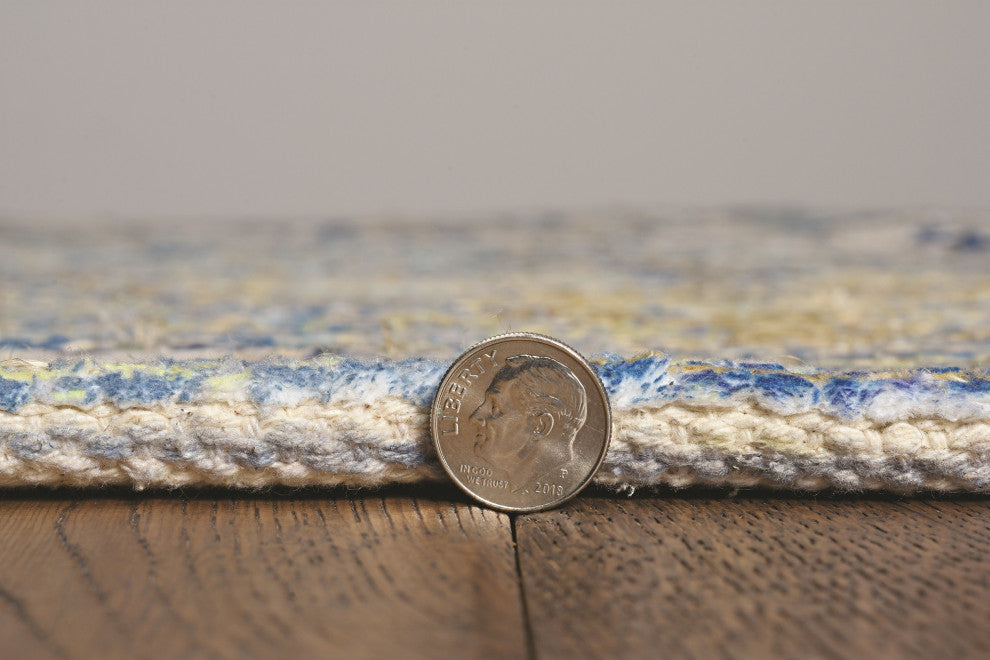 Morris Blue/Yellow Gramercy Distressed Moroccan Accent Rug, 5' X 7'