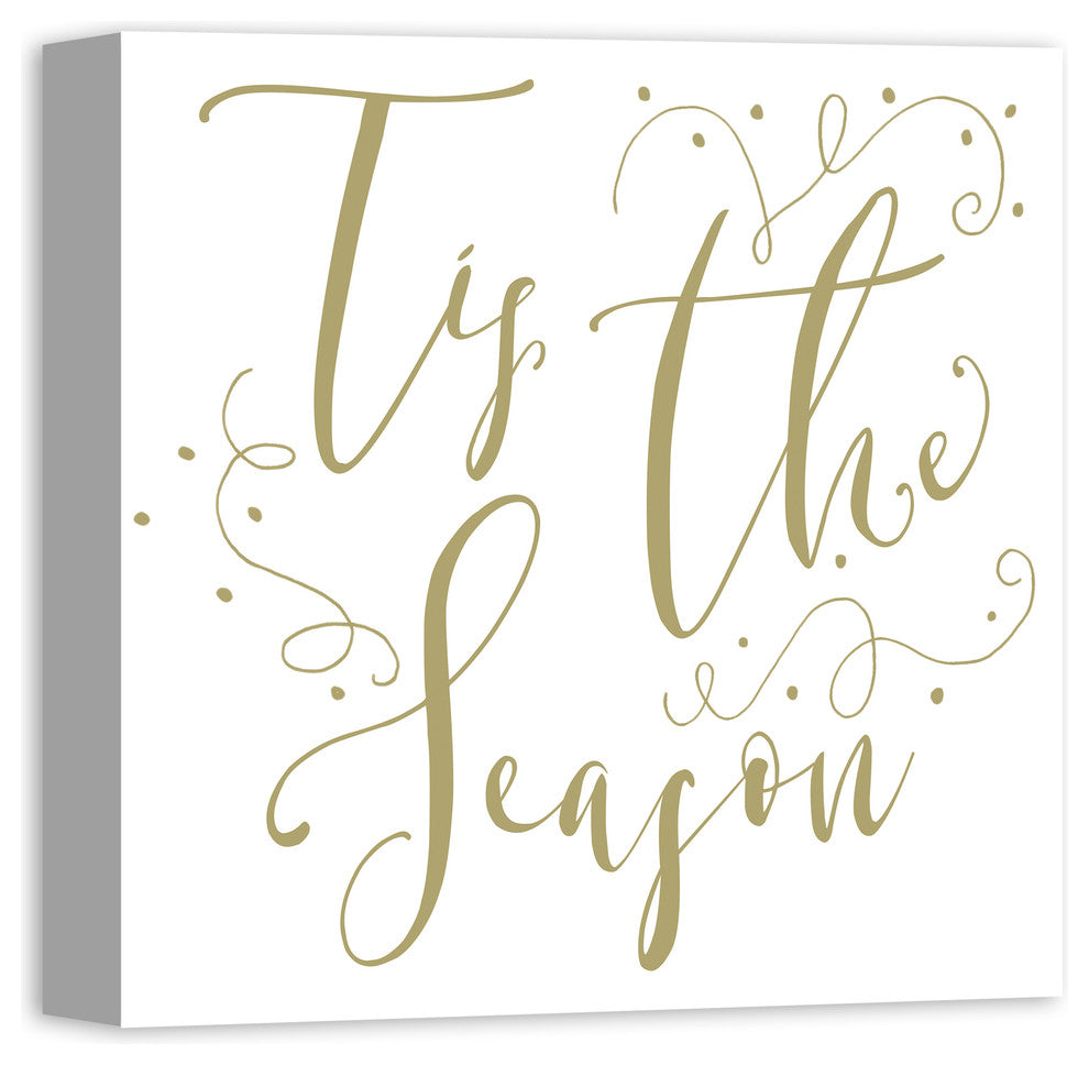 Tis The Season Script Canvas Wall Art, 16"x16"