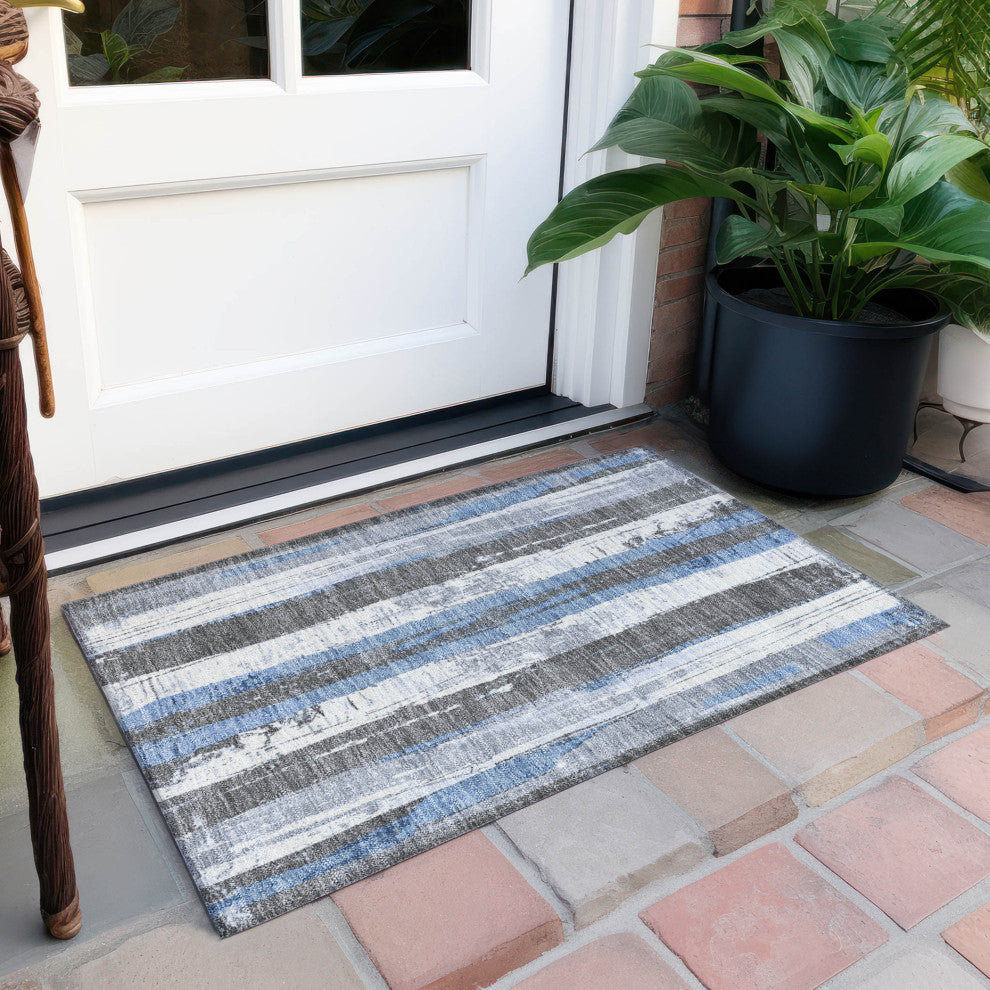 Machine Washable Indoor/Outdoor Chantille ACN1872 Denim 1'8" x 2'6" Rug