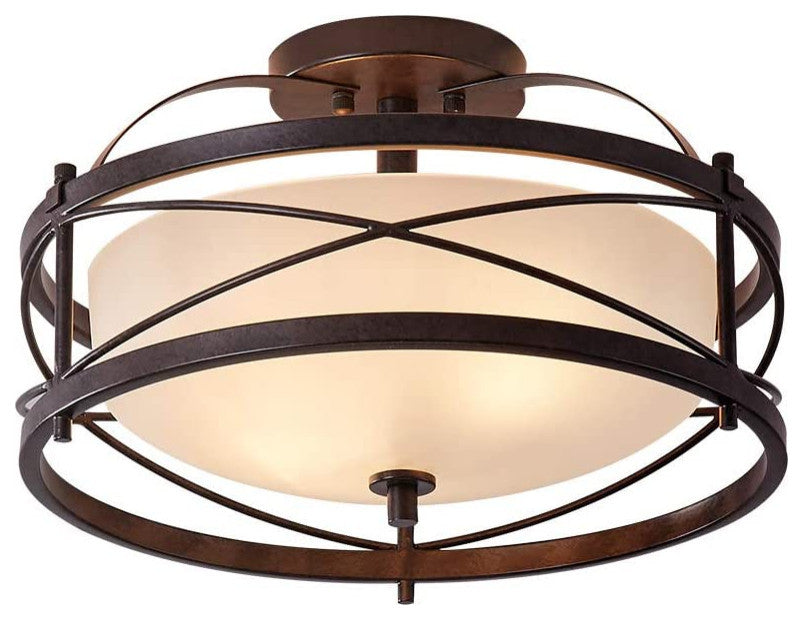 2 light Semi Flush Mount Rustic Ceiling Light industrial drum ceiling light fixt