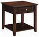 Square End Table with Drawer, Walnut