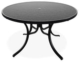 48" Round Hammered  Outdoor Dining Table with Umbrella Hole, Black