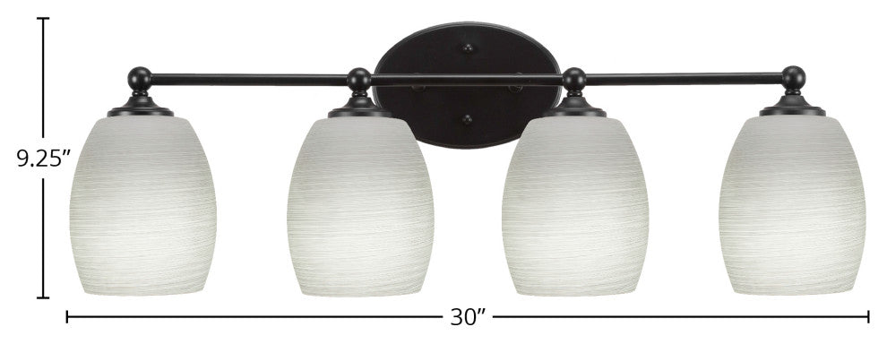 Capri 4-Light Bath Bar, Matte Black/White Linen