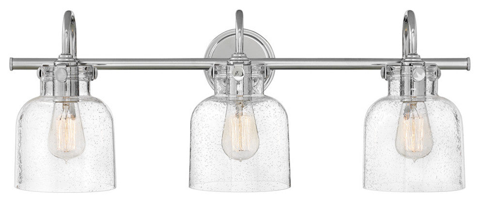Hinkley Congress Medium Cylinder Glass Three Light Vanity, Chrome