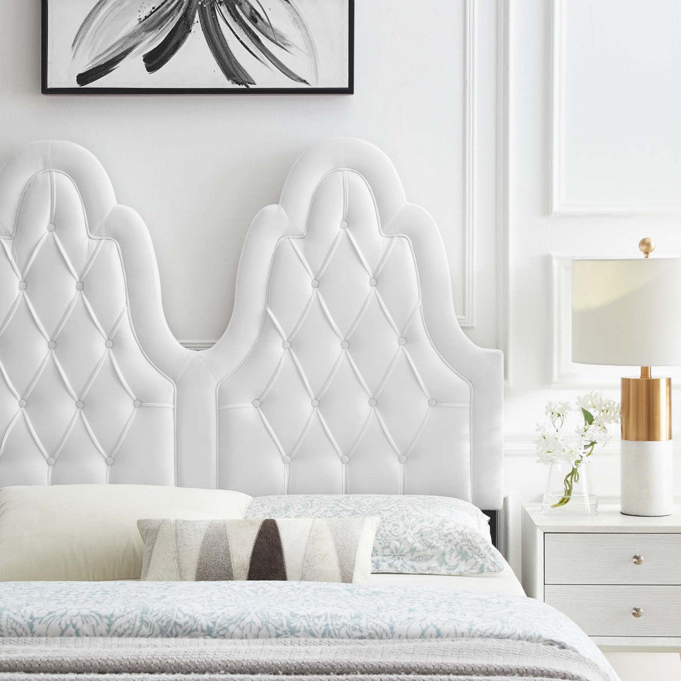 Augustine Tufted Performance Velvet King/California King Headboard White