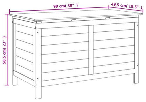vidaXL Patio Storage Box Outdoor with Lid for Garden Tools White Solid Wood Fir