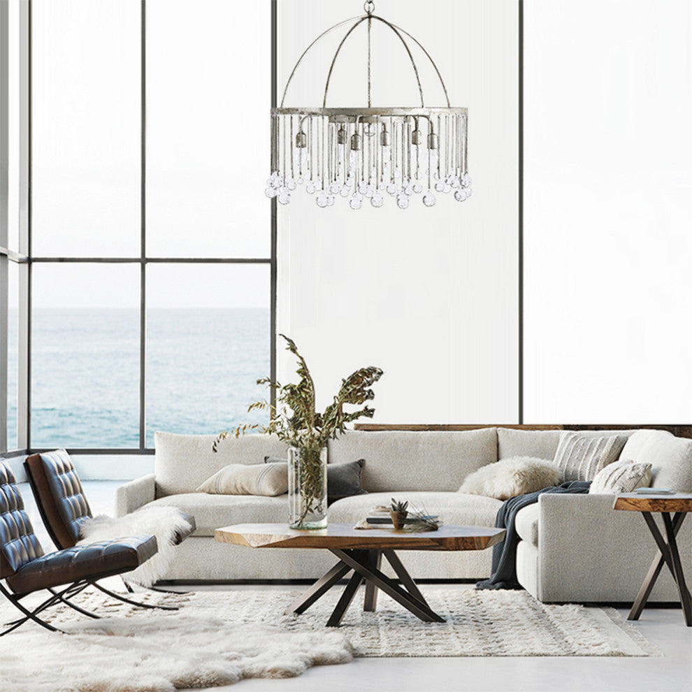 6-Light Vintage Luxe Glass Crystal Chandelier