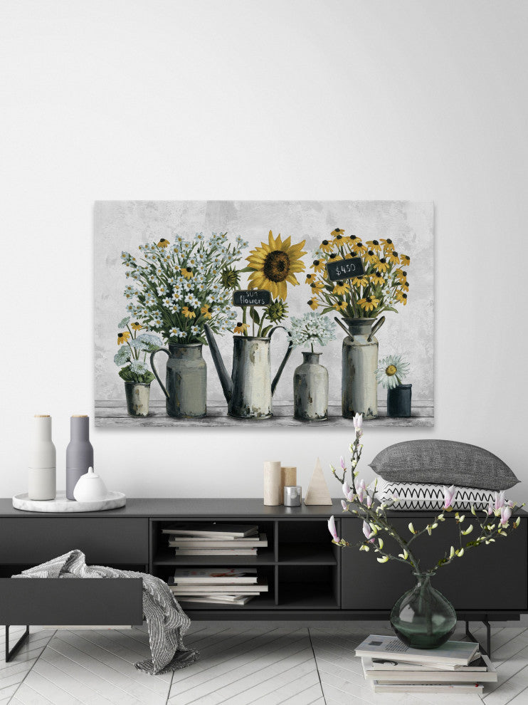 "Tin Can Flowers" Painting Print on Wrapped Canvas