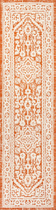 Sinjuri Medallion Textured Weave Indoor/Outdoor, Orange/Cream, 2x10