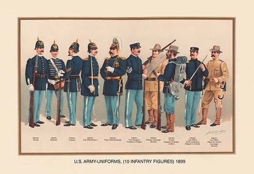 Uniforms (10 Infantry Figures), 1899- Gallery Wrapped Canvas Art 28" x 42"