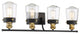 Macauley Vintage Black With Warm Brass, 4-Light Bath