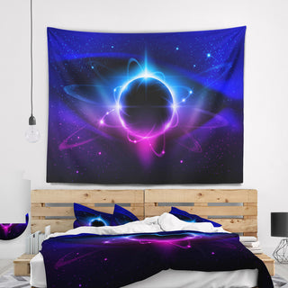 Fractal Black Star Contemporary Wall Tapestry, 39"x32"
