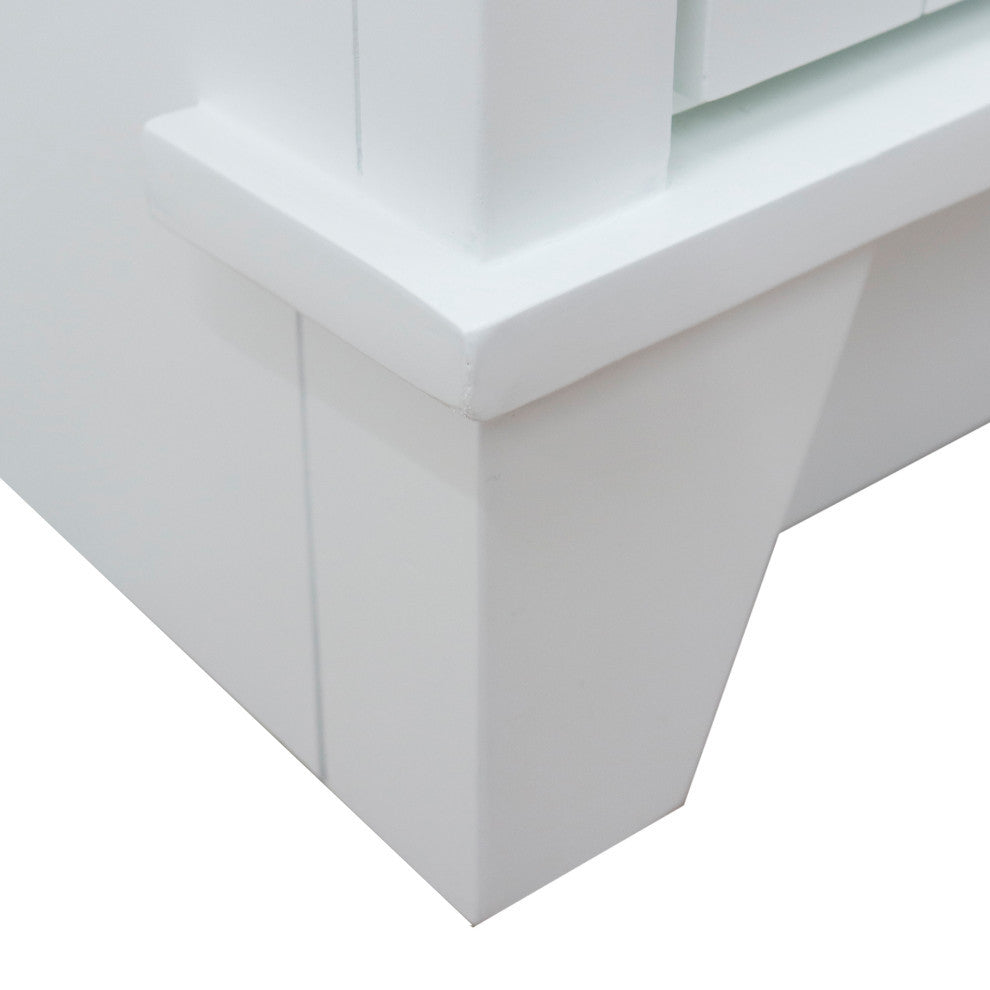 37" Single Sink Vanity, White Finish With White Engineered Stone Top