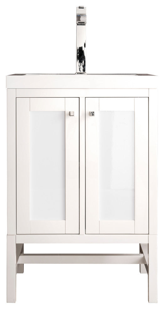 Addison 24" Vanity, With Doors, Glossy White, White Glossy Resin Countertop