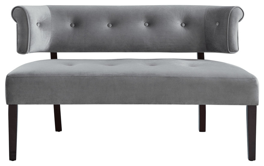 48" Gray And Brown Upholstered Velvet Bench