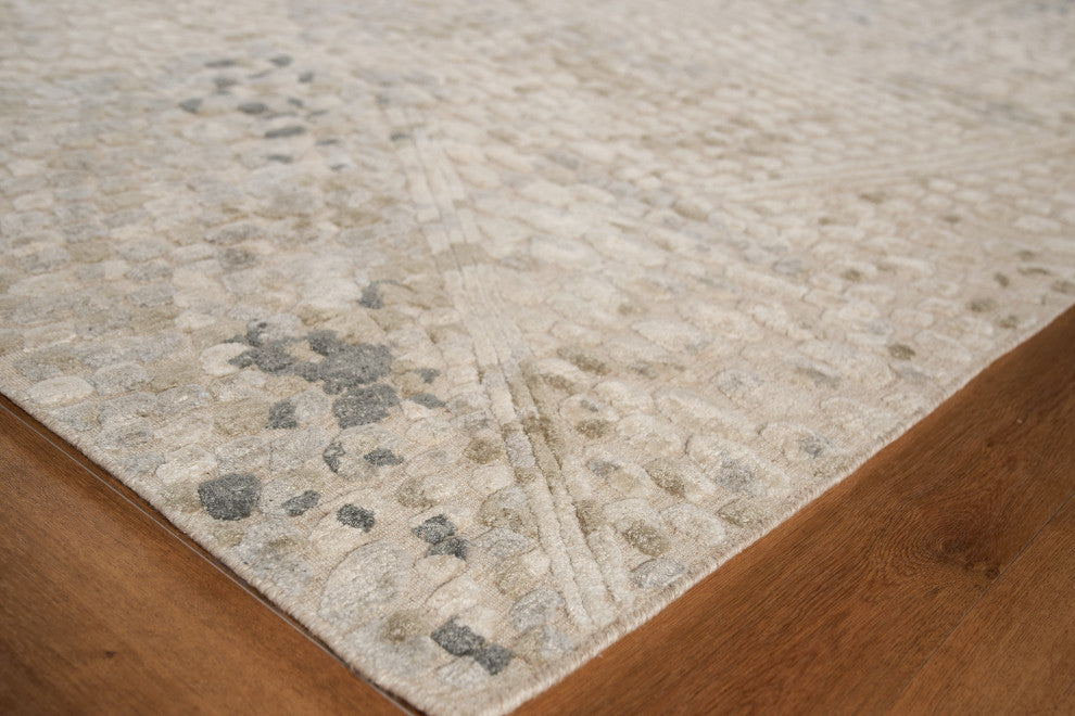 Overture Handmade Hand Loomed Wool and Bamboo Silk Beige Area Rug