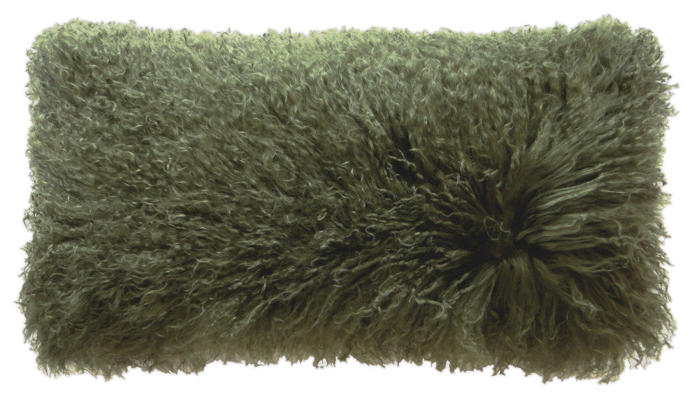 Tibetan Lambskin 11"x22" Cushion, Lichen