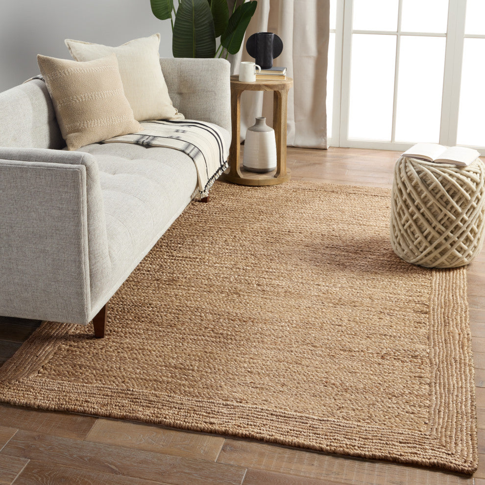 Jaipur Living Aboo Natural Solid Beige Area Rug, 10'x14'