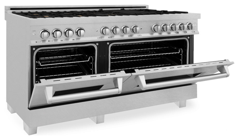 ZLINE 60" Dual Fuel Range, DuraSnow With Brass Burners RAS-SN-BR-60