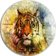 Mighty Tiger With Mystic Face, Digital Art Animal Round Wall Art, 23"