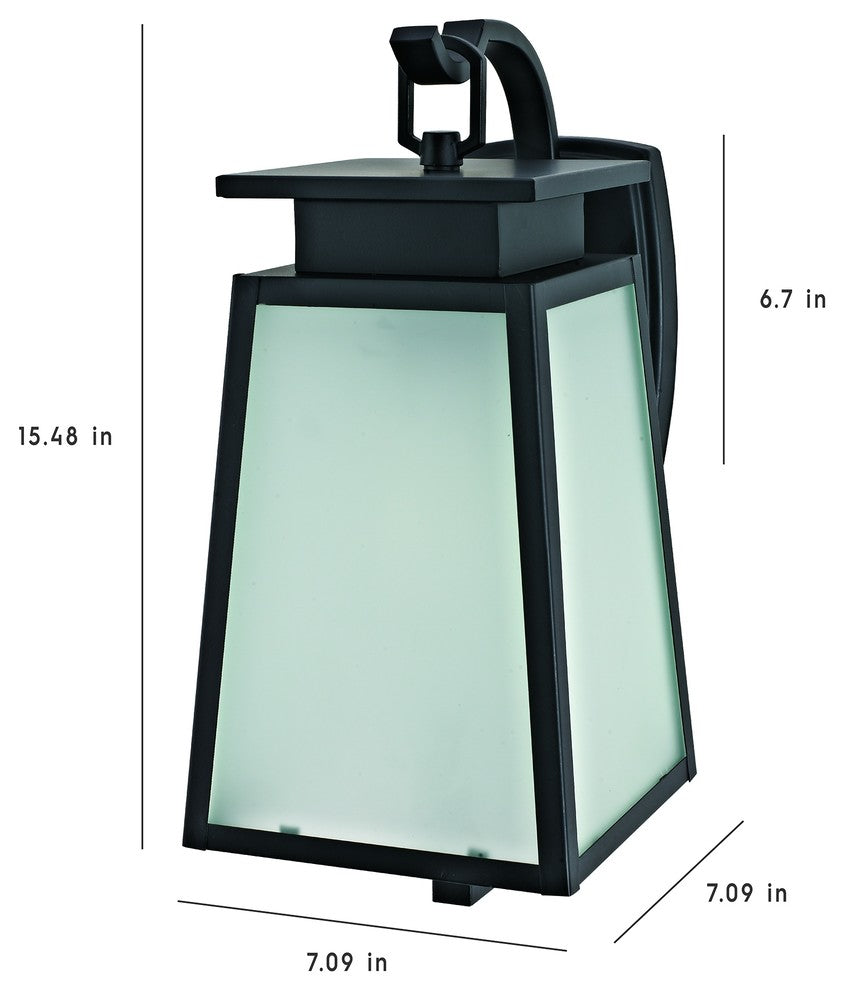 Citadel 1-Light Transitional Outdoor Wall Sconce with Frosted Glass, Black