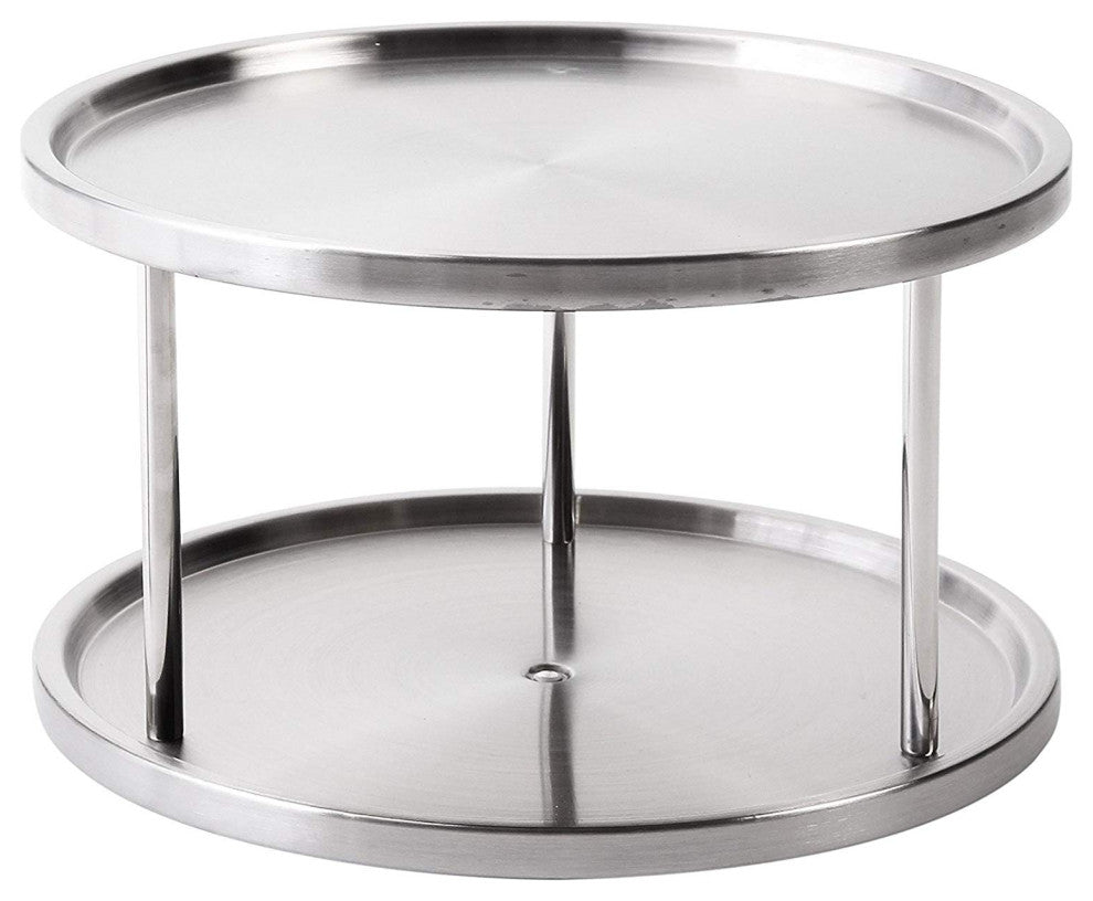 Jiallo Stainless Steel Lazy Susan, 2-Tier Turntable Organizer