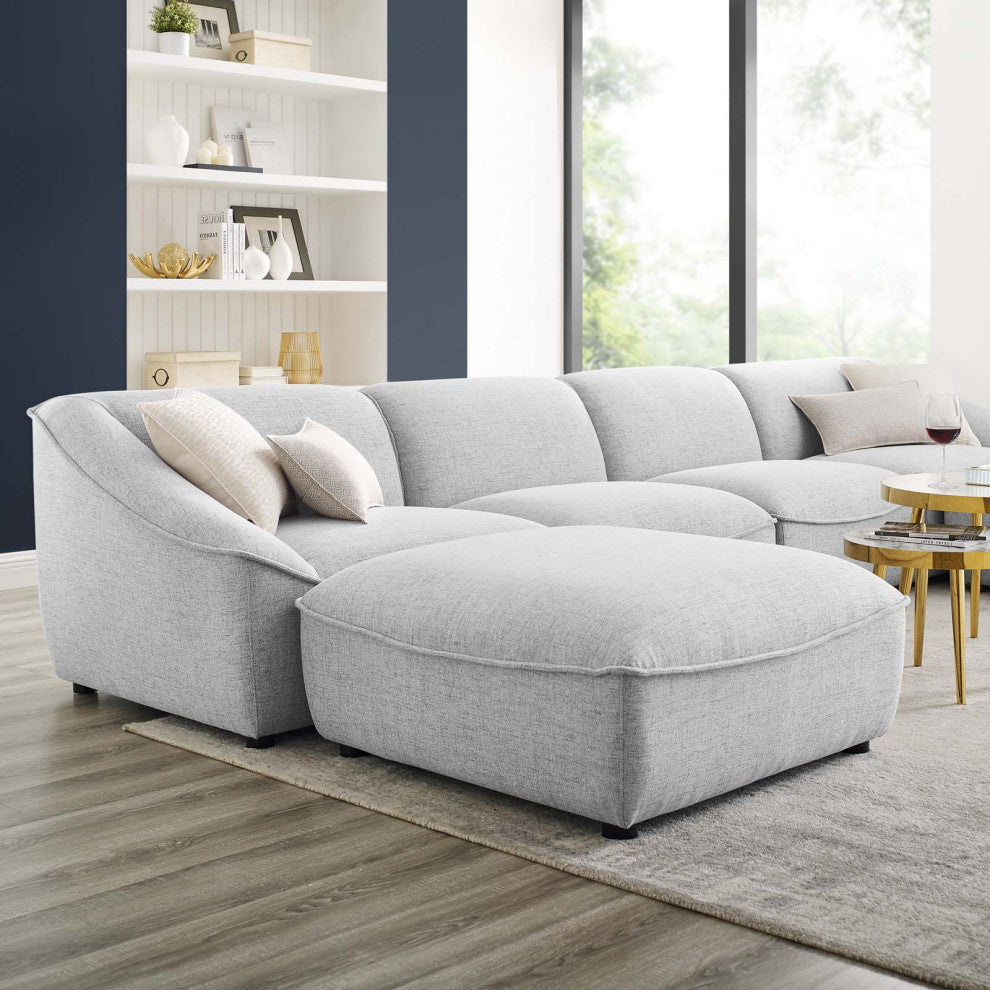 Sectional Sofa Set, Fabric, Gray, Modern, Living Lounge Hotel Hospitality