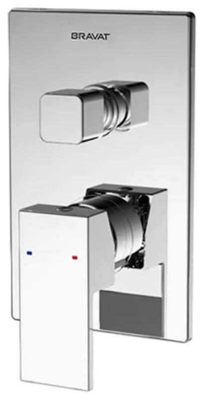 Bravat Amazing Style Square Chrome Dual Handle Wall Mount Faucet