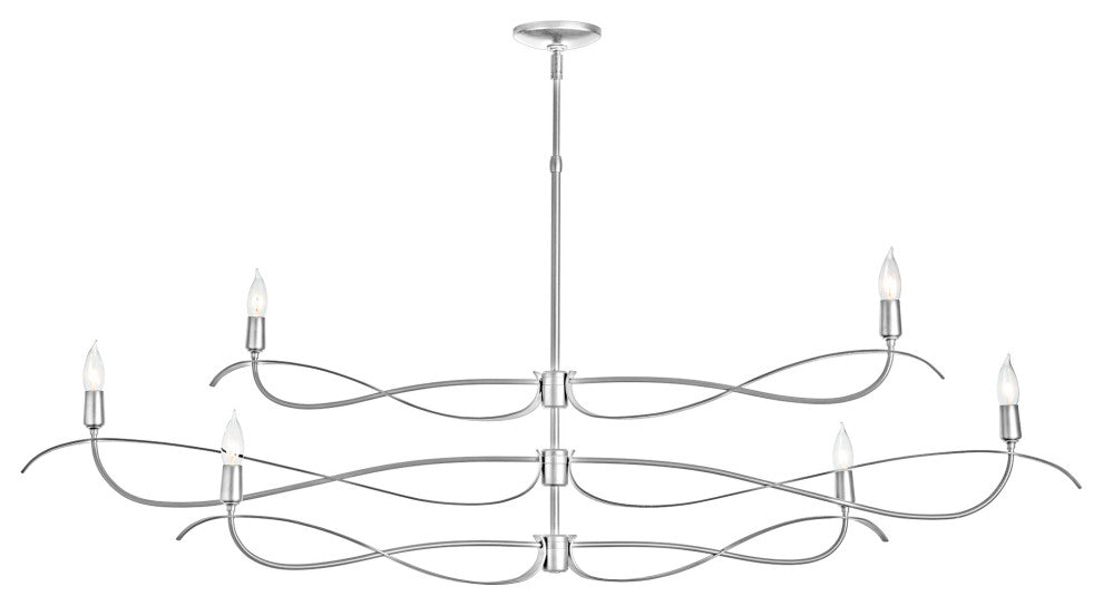 Willow 6-Light Large Chandelier, Sterling Finish, Standard Overall Height