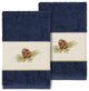Linum Home Turkish Cotton Pierre 2-Piece Hand Towel Set, Midnight Blue