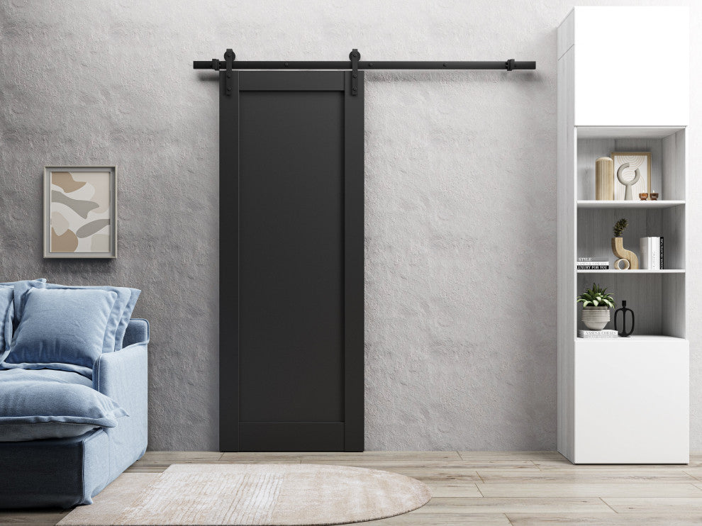 Barn Door 42 x 80, Quadro 4111 Matte Black, 8ft