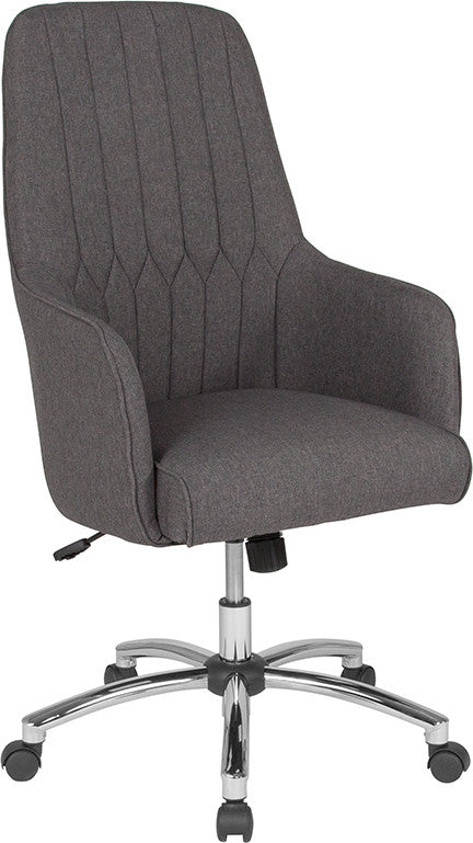 Albi Home And Office Upholstered High Back Chair In Dark Gray Fabric