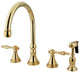 Kingston Brass Widespread Kitchen Faucet With Brass Sprayer, Polished Brass